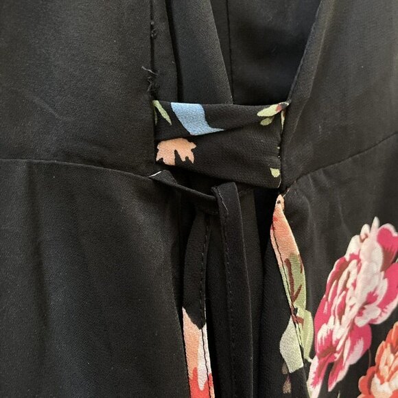 Lulus Black Floral Hi-Low Ruffle Hem Wrap Sleeveless Solid Lined Maxi Dress Sz S - Picture 6 of 12